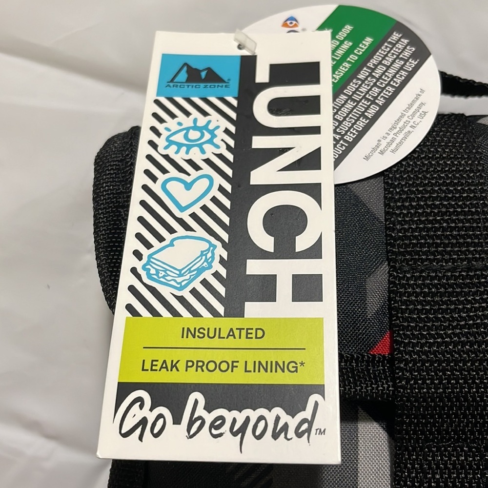 NWT Insulated Lunch Bag Black,abstract Fold Down Arctic Zone - Picture 2 of 8